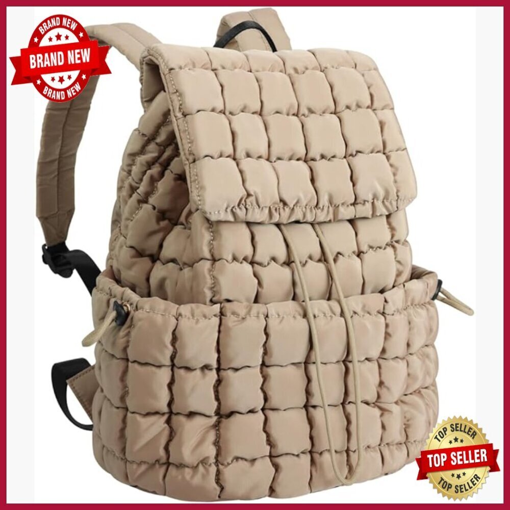 Quilted Nylon Backpack Lightweight Laptop Daypack Travel Gym Bookbag